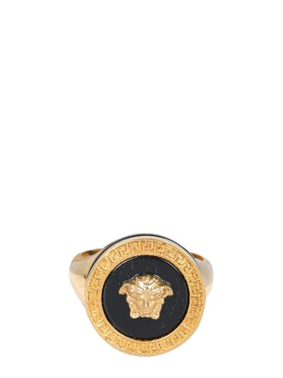 Shop Versace Medusa Ring In Nero