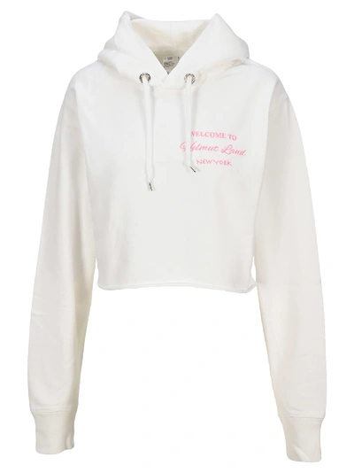 Shop Helmut Lang Logo Cropped Hoodie In Chalk White