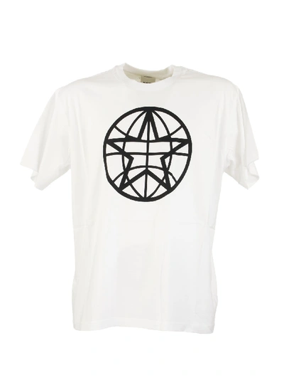 Shop Burberry Globe Star - Globe Graphic Cotton Oversized T-shirt In White