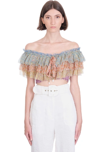 Shop Zimmermann Camaby Off Topwear In Multicolor Silk