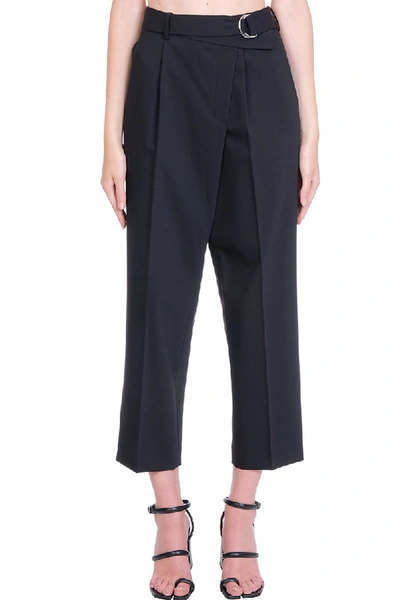 Shop Helmut Lang Crop Wrap Pants In Black Wool
