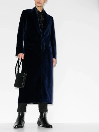 Shop Haider Ackermann Single-breasted Velvet Coat In Blue