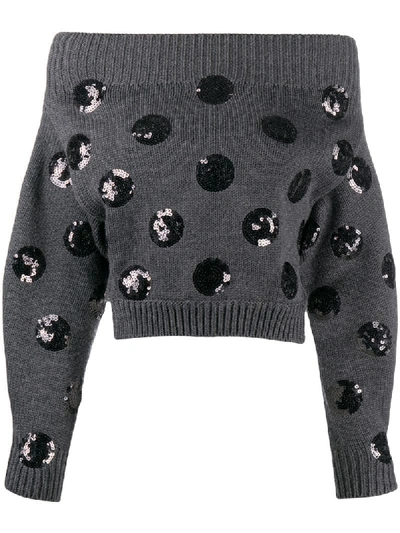 Shop Monse Sequin-embellished Merino Wool Jumper In Grey