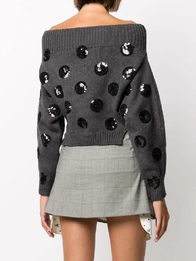 Shop Monse Sequin-embellished Merino Wool Jumper In Grey
