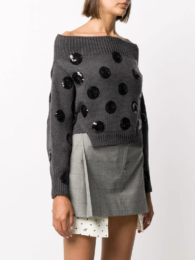 Shop Monse Sequin-embellished Merino Wool Jumper In Grey