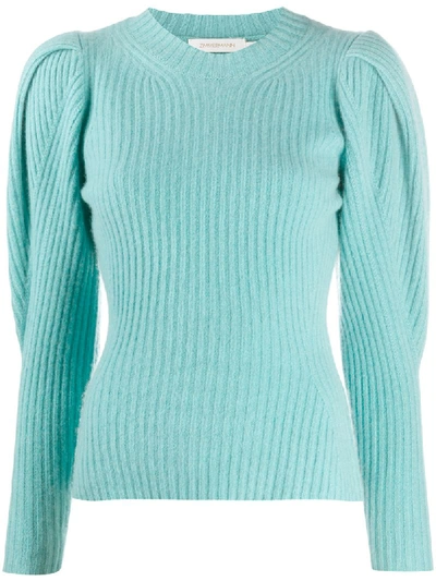 balloon sleeved knitted cashmere jumper