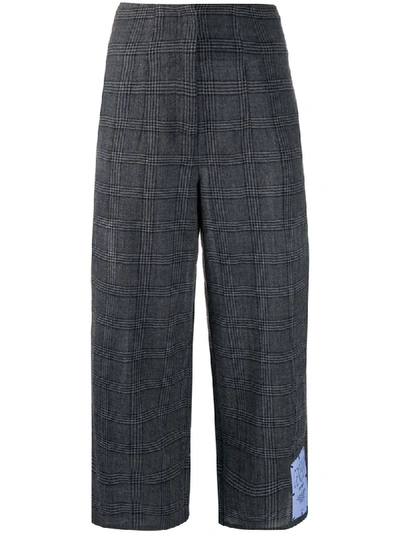 Shop Mcq By Alexander Mcqueen Checked Cropped Trousers In Grey