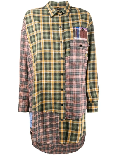 Shop Mcq By Alexander Mcqueen Checked Patchwork Shirt Dress In Green