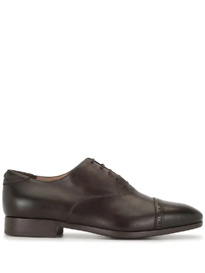 Shop Ferragamo Gancini Block Heel Oxford Shoes In Brown