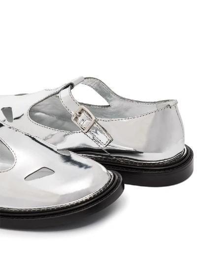 Shop Burberry Metallic T-bar Shoes In Silver