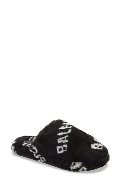 Shop Balenciaga Home 2 Fleece Slipper In Black/ White