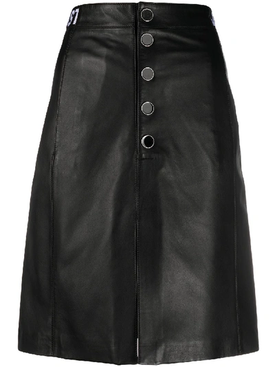 Just Cavalli Monogram-trimmed Leather Skirt In Black
