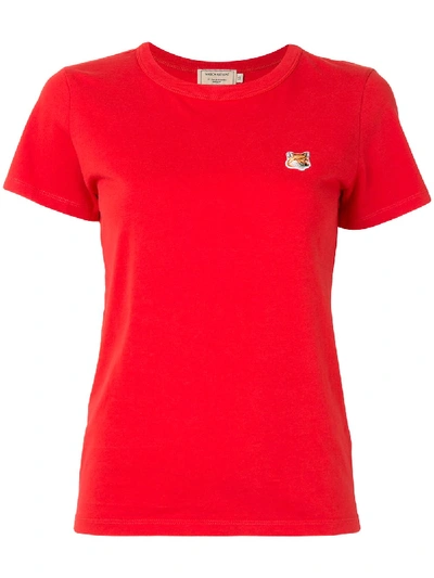 Shop Maison Kitsuné Crew-neck Cotton T-shirt In Red