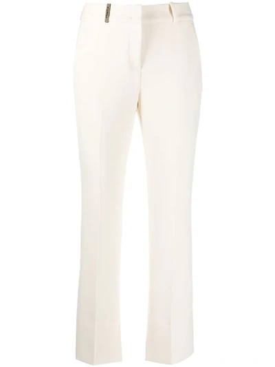 Shop Peserico Cropped Flared-leg Trousers In Neutrals