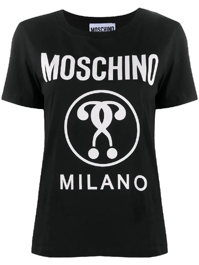 Shop Moschino Double Question Mark Print T-shirt In Black