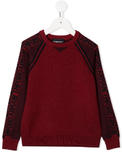 Shop Emporio Armani Long-sleeved Logo Jumper In Red