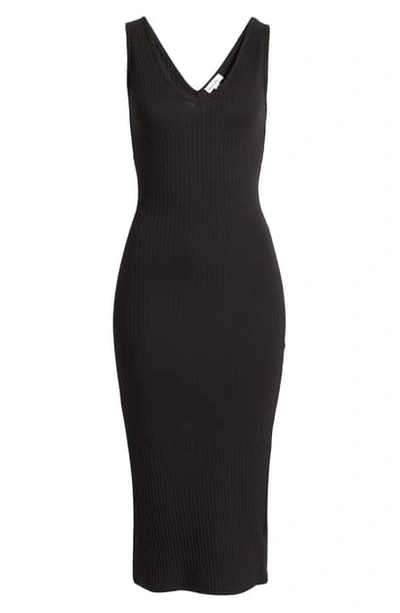 Shop Love, Fire Ribbed Body-con Midi Dress In Black