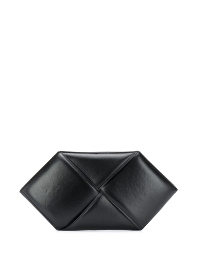 Shop Bottega Veneta Leather Clutch In Black