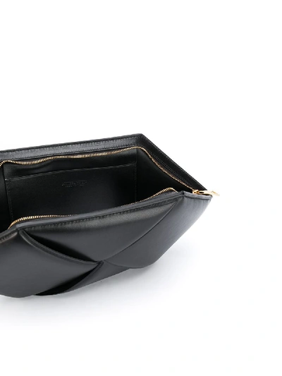 Shop Bottega Veneta Leather Clutch In Black