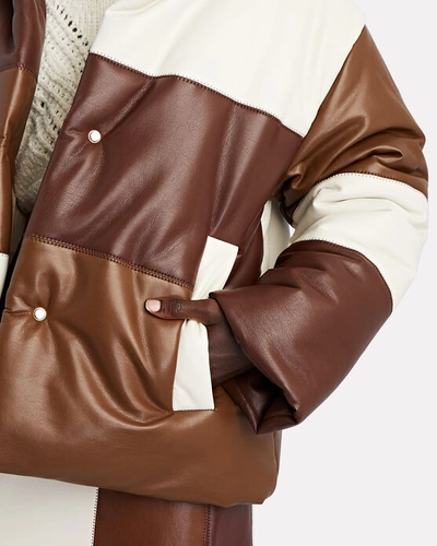 Shop Nanushka Hide Colorblock Vegan Leather Jacket In Brown/cream