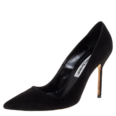 Pre-owned Manolo Blahnik Black Suede Bb Pointed Toe Pumps Size 38