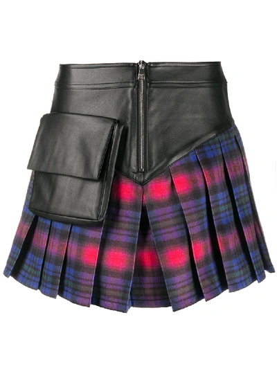 Shop Natasha Zinko Check Wool Mini Skirt In Black