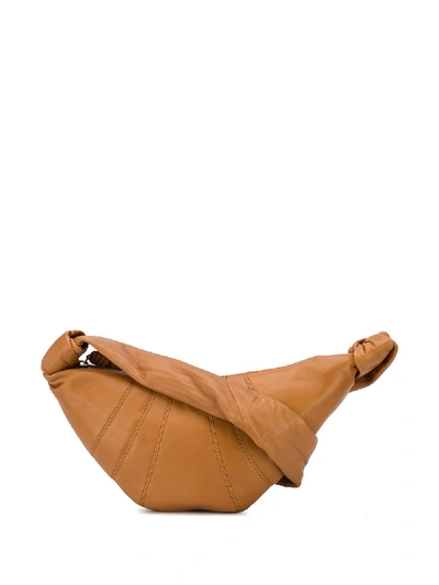 Shop Lemaire Croissant Leather Shoulder Bag In Neutrals