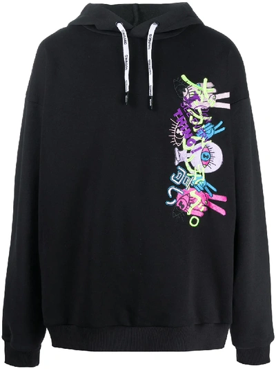 Shop Duoltd Duo Jersey Embroidered Hoodie In Black