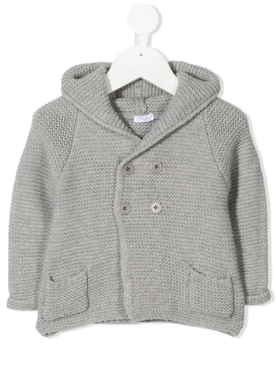 Shop Il Gufo Hooded Knit Cardigan In Grey