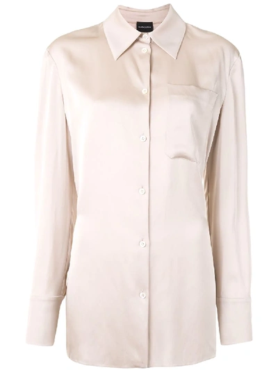 Shop Magda Butrym Long Sleeve Silk Shirt In Neutrals