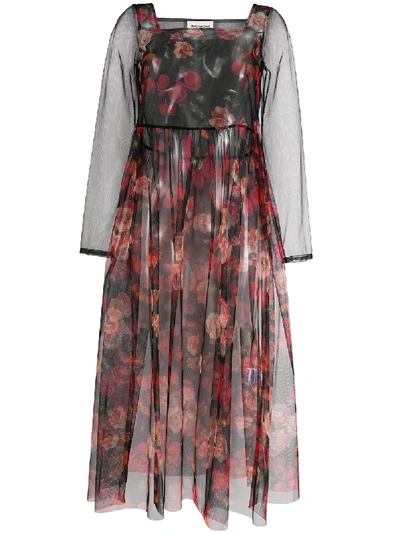 Shop Molly Goddard Tabby Floral-print Tulle Dress In Black
