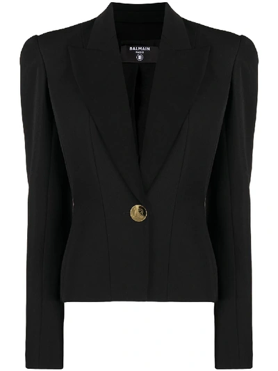 Shop Balmain Padded-shoulder Single-breasted Blazer In Black