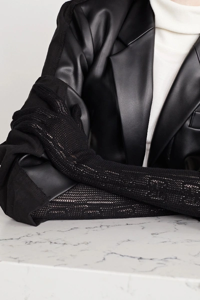 Shop Gucci Pointelle-knit Cotton-blend Gloves In Black