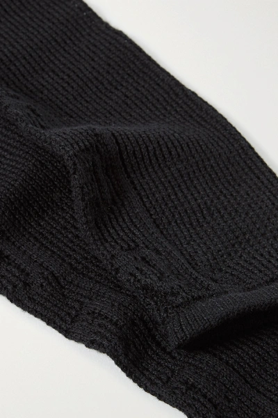 Shop Gucci Pointelle-knit Cotton-blend Gloves In Black