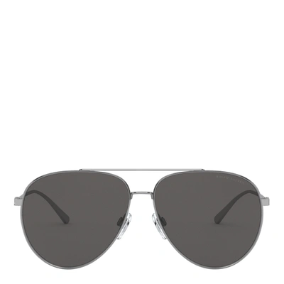 Shop Ralph Lauren City Pilot Sunglasses In Shiny Gunmetal