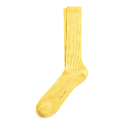 Shop Ralph Lauren Rib-knit Cotton Trouser Socks In Bright Yellow