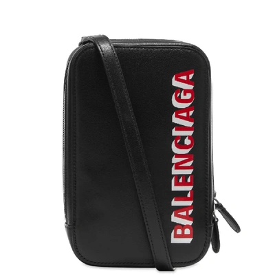 Shop Balenciaga Leather Small Logo Shoulder Bag In Black