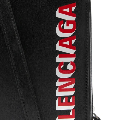 Shop Balenciaga Leather Small Logo Shoulder Bag In Black