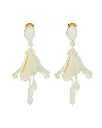 Shop Oscar De La Renta Resin Impatiens Earrings In Ivory