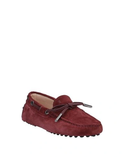 Shop Tod's Woman Loafers Garnet Size 8 Leather In Red