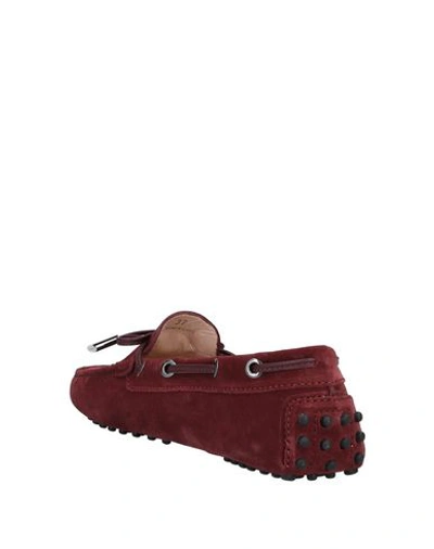 Shop Tod's Woman Loafers Garnet Size 8 Leather In Red