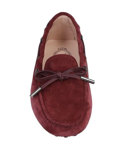 Shop Tod's Woman Loafers Garnet Size 8 Leather In Red