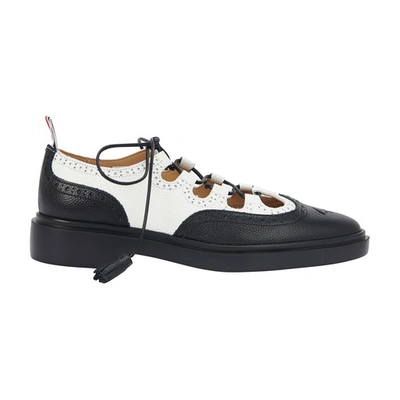 Shop Thom Browne Ghillie Brogues In Blk Wht