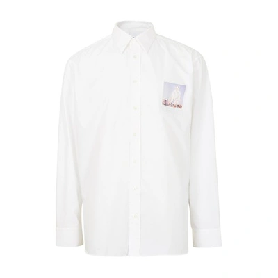 Shop Raf Simons Patched Shirt In White