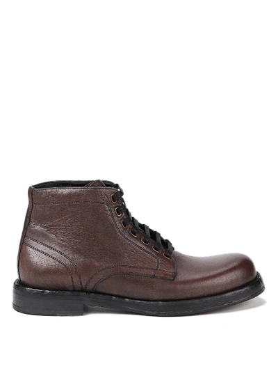 Shop Dolce & Gabbana Perugino Ankle Boots In Brown