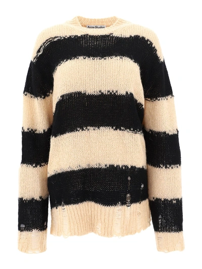 Shop Acne Studios Kantonia Striped Sweater In Cream