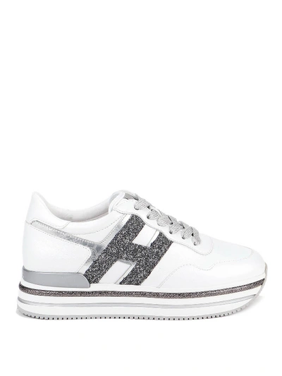 Shop Hogan H468 Glitter H Sneakers In White