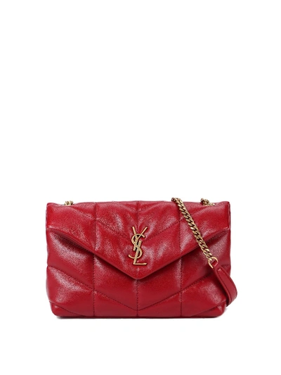 Shop Saint Laurent Loulou Puffer Mini Shoulder Bag In Red