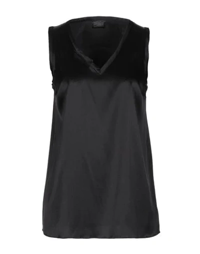 Shop Brunello Cucinelli Woman Top Black Size Xs Silk, Elastane