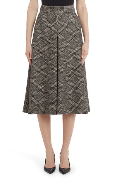Shop Dolce & Gabbana Inverted Pleat Plaid Wool Blend A-line Skirt In Check